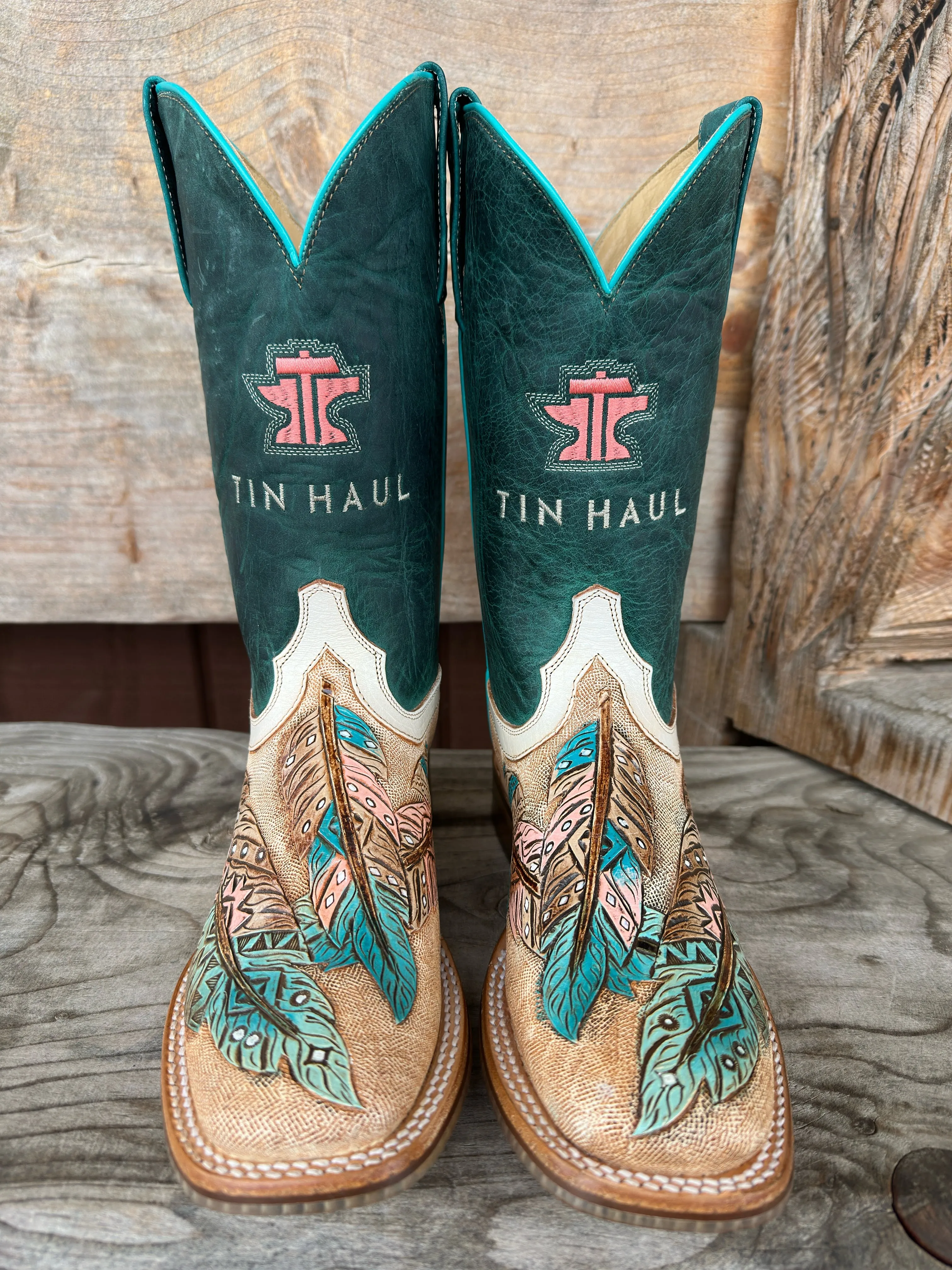 Tin Haul Women's Birds of a Feather Wide Square Toe Western Cowgirl Boots 0007-1541