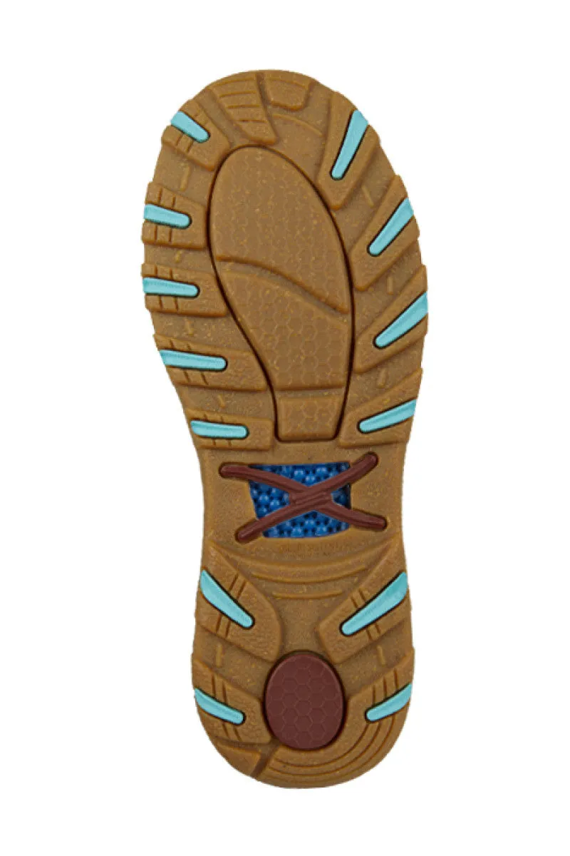 TWISTED X WOMENS CELLSTRETCH FEATHER SLIP ON - BOMBER/DARK BROWN/BLUE