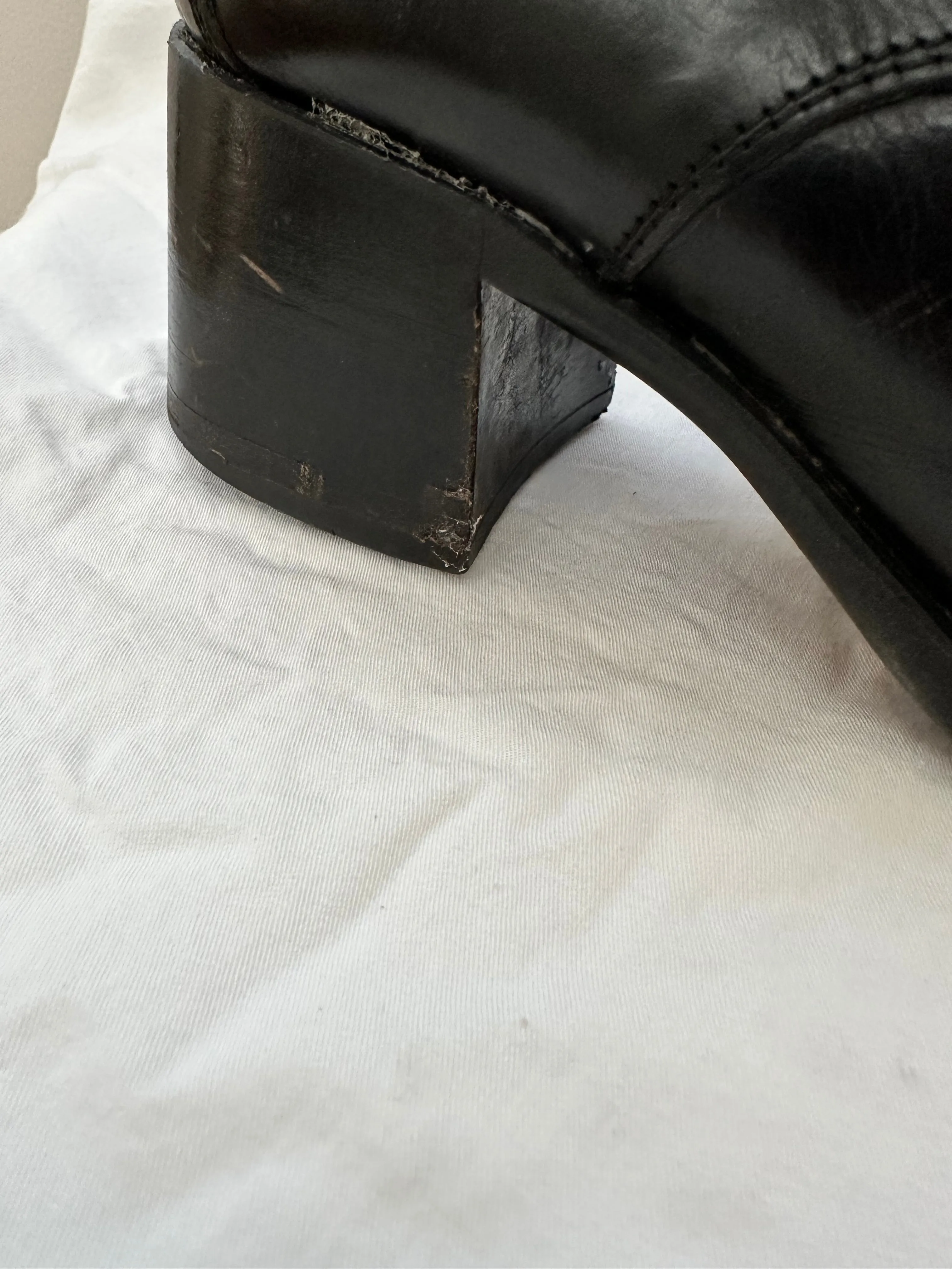 Vintage Block Heal Leather Lace Ups (39/8)
