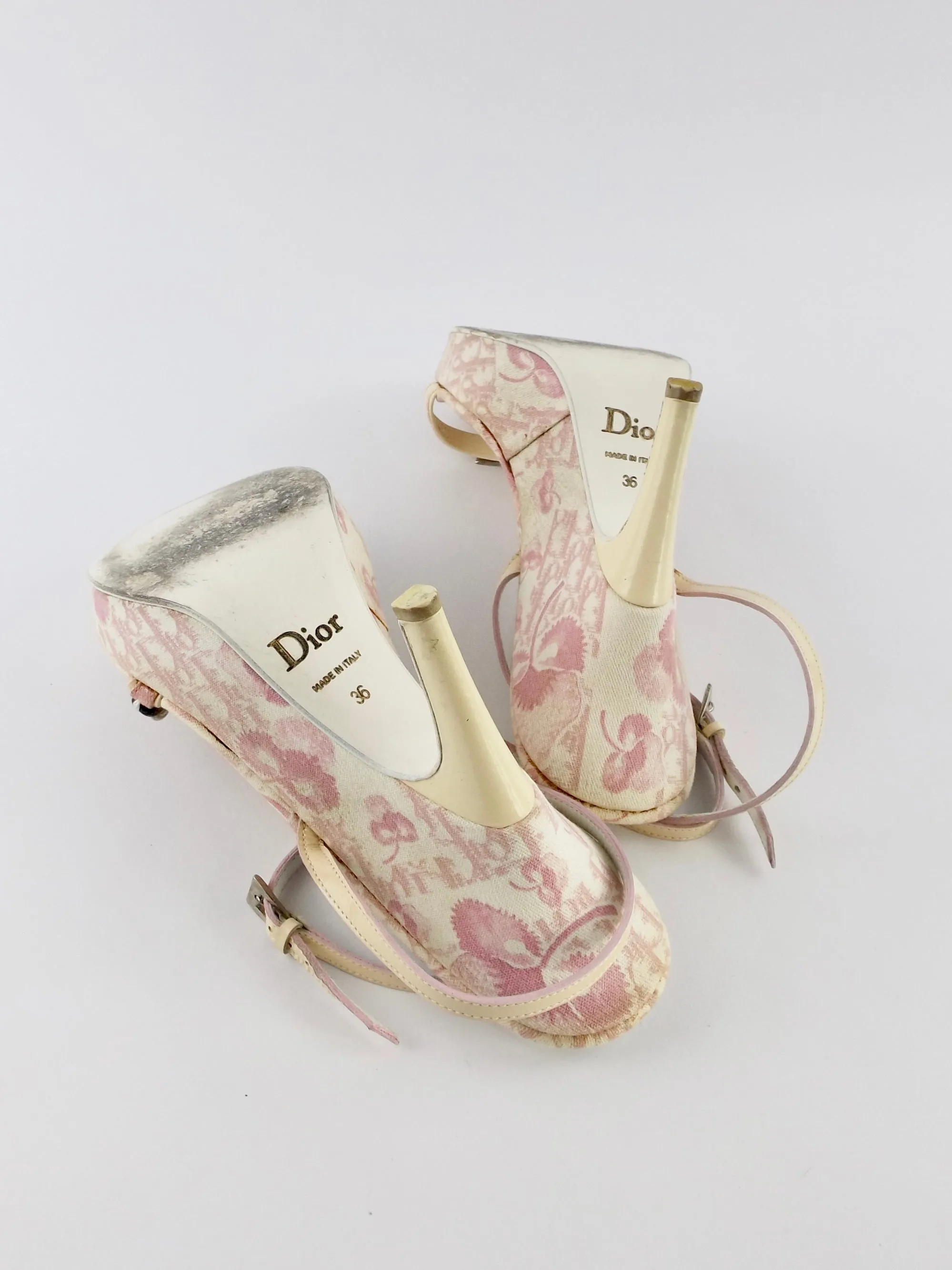 Vintage Christian Dior Pink Monogram Blossom Heels