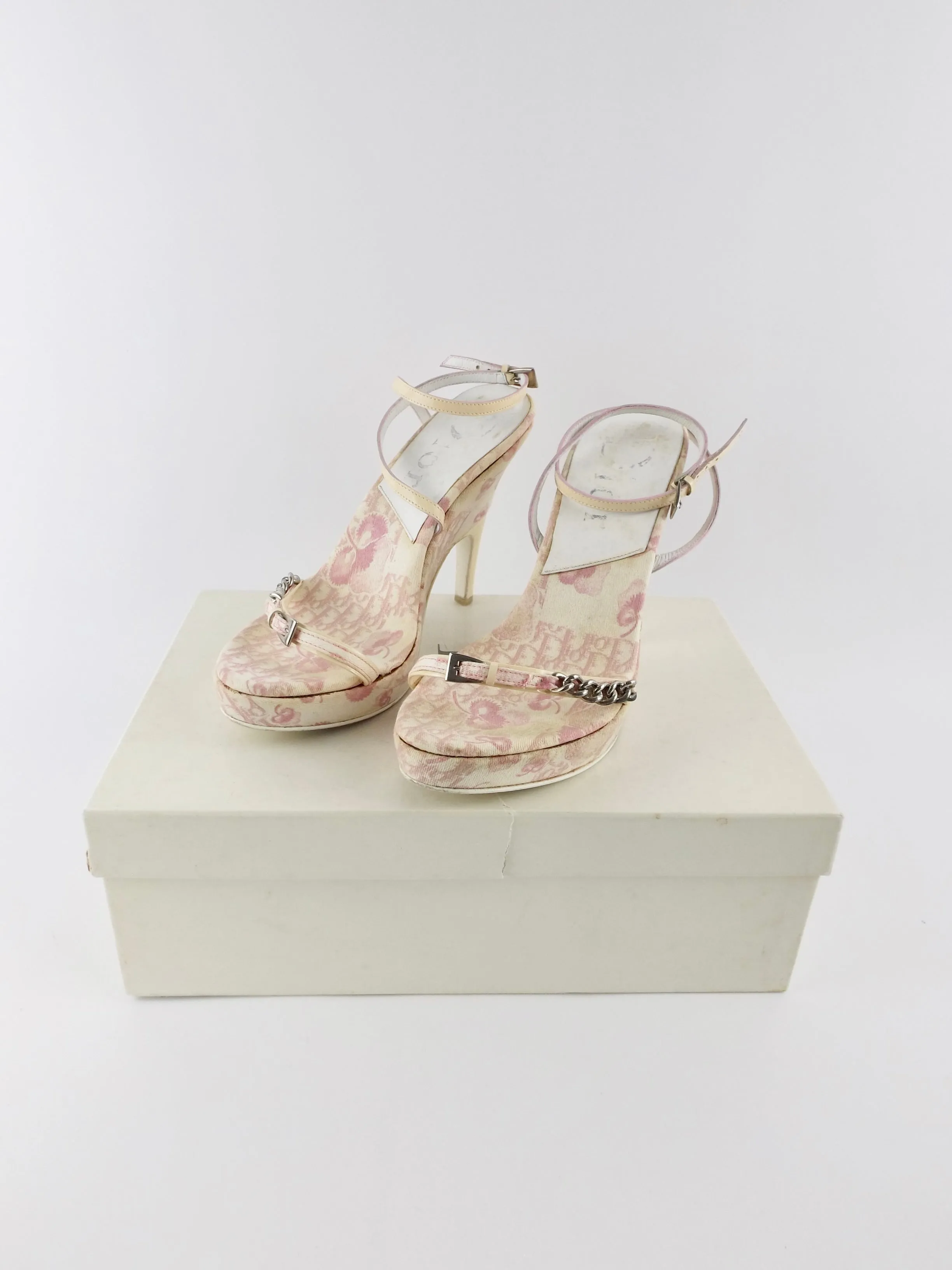 Vintage Christian Dior Pink Monogram Blossom Heels