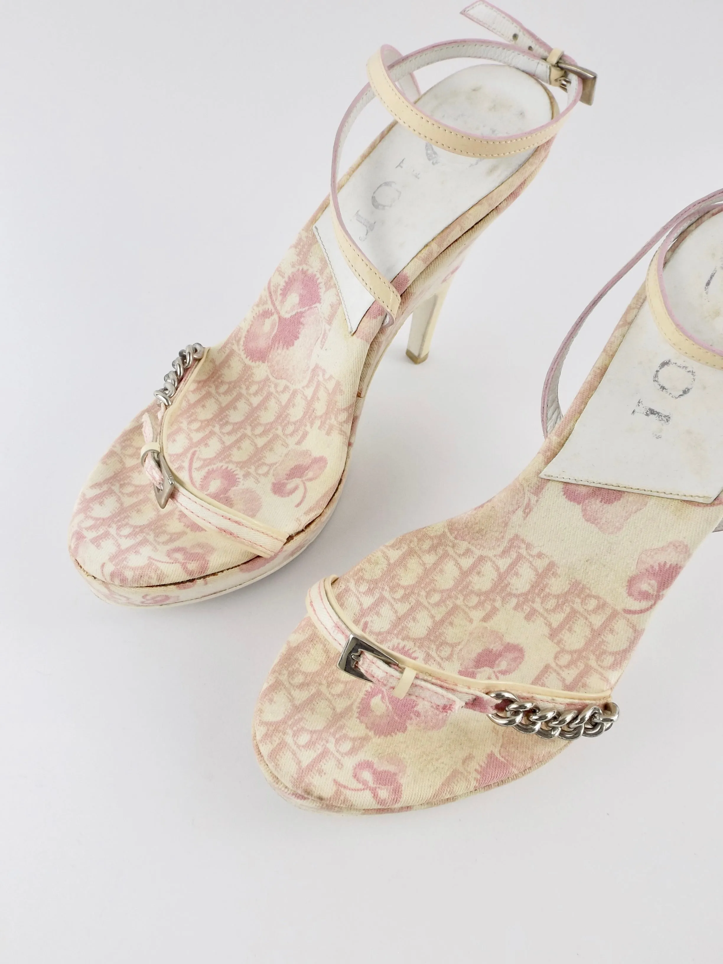 Vintage Christian Dior Pink Monogram Blossom Heels