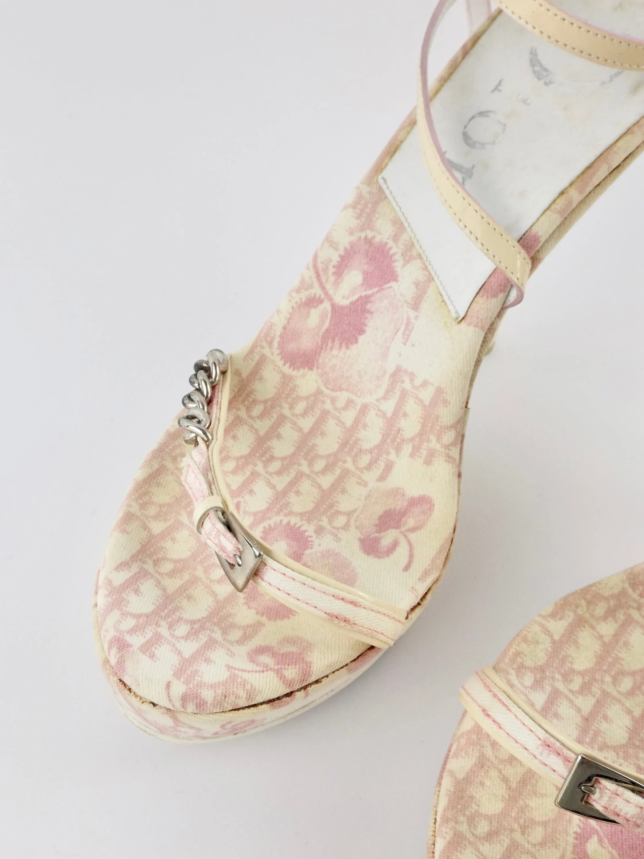 Vintage Christian Dior Pink Monogram Blossom Heels