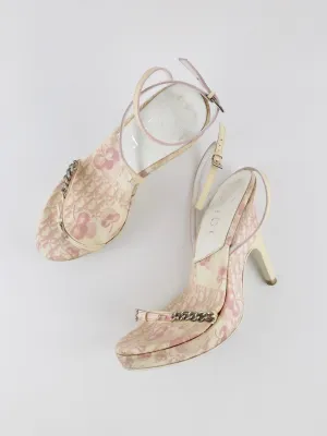 Vintage Christian Dior Pink Monogram Blossom Heels