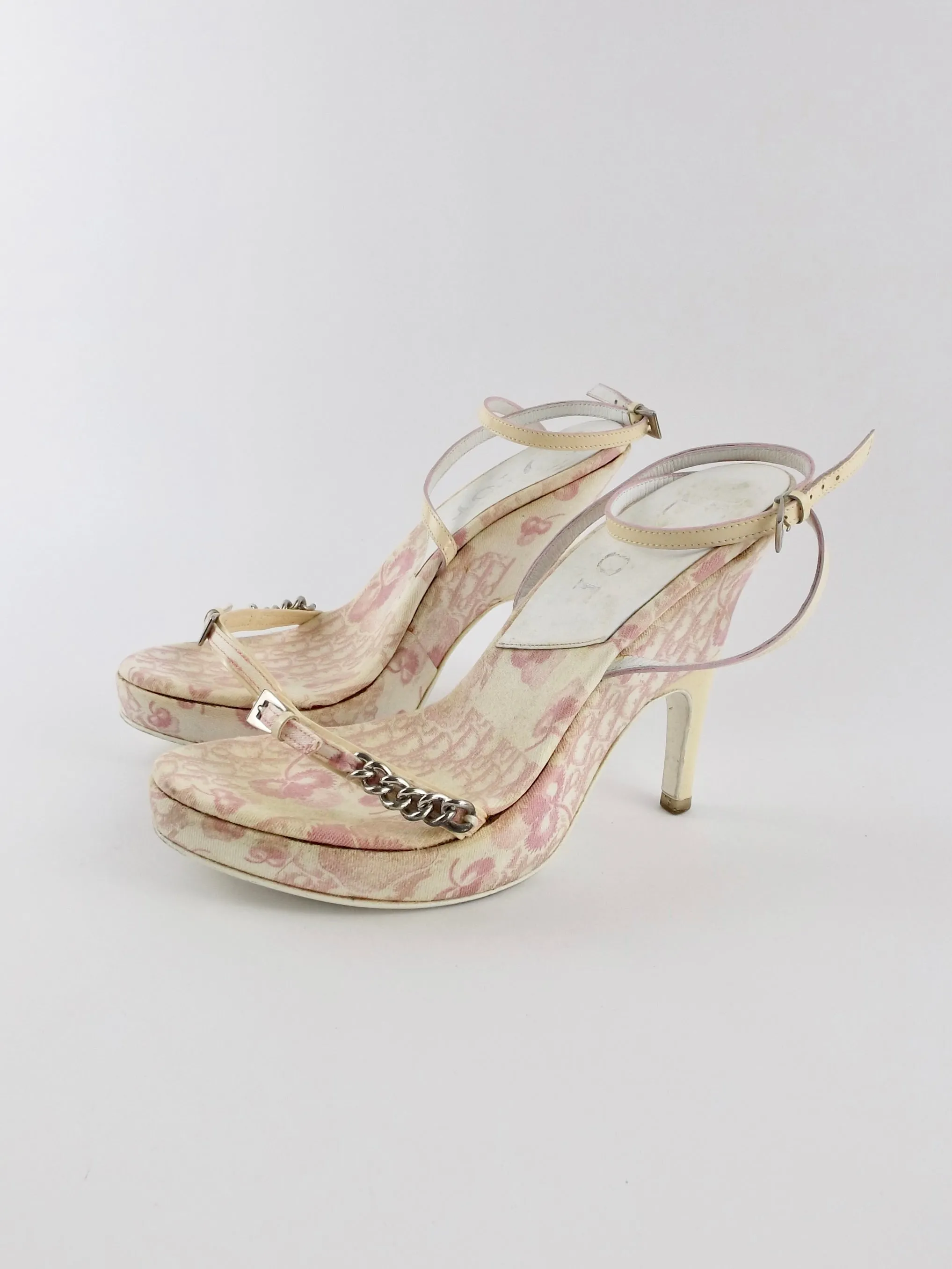 Vintage Christian Dior Pink Monogram Blossom Heels