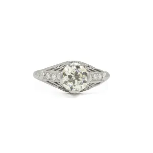 Vintage Platinum 1.01ct Tapered Filigree with Accents Ring