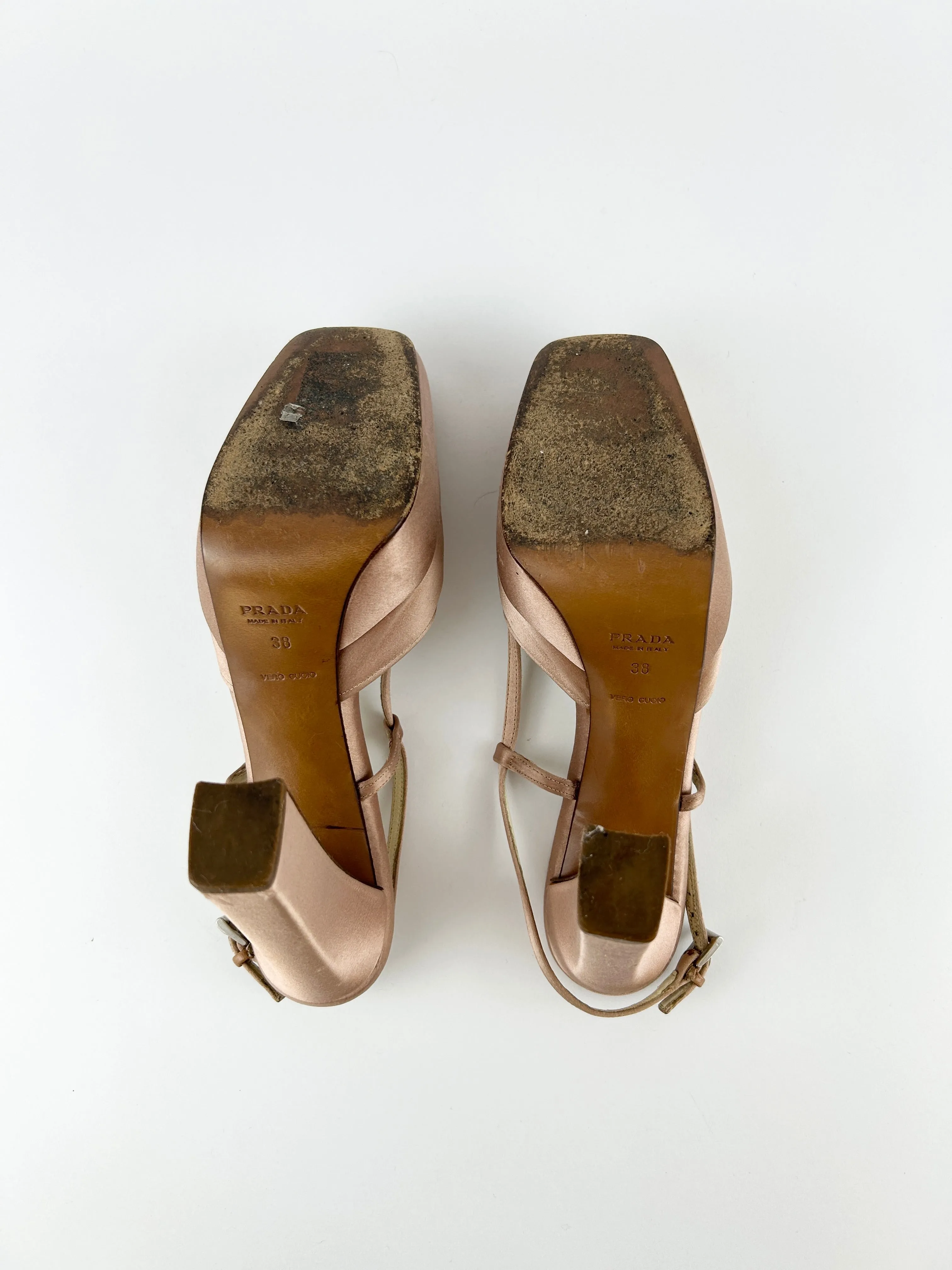 Vintage Prada Satin Slingback Ballet Platform Heels (2003)