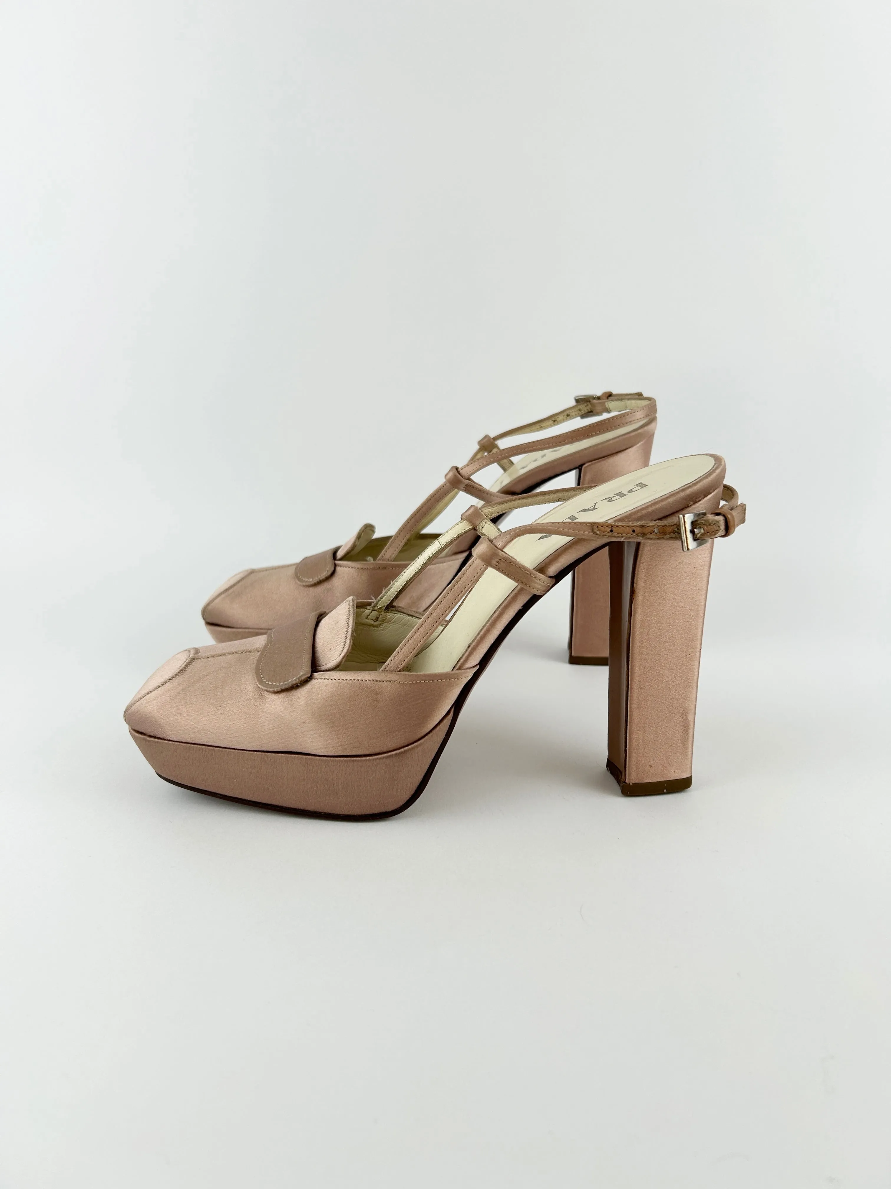 Vintage Prada Satin Slingback Ballet Platform Heels (2003)