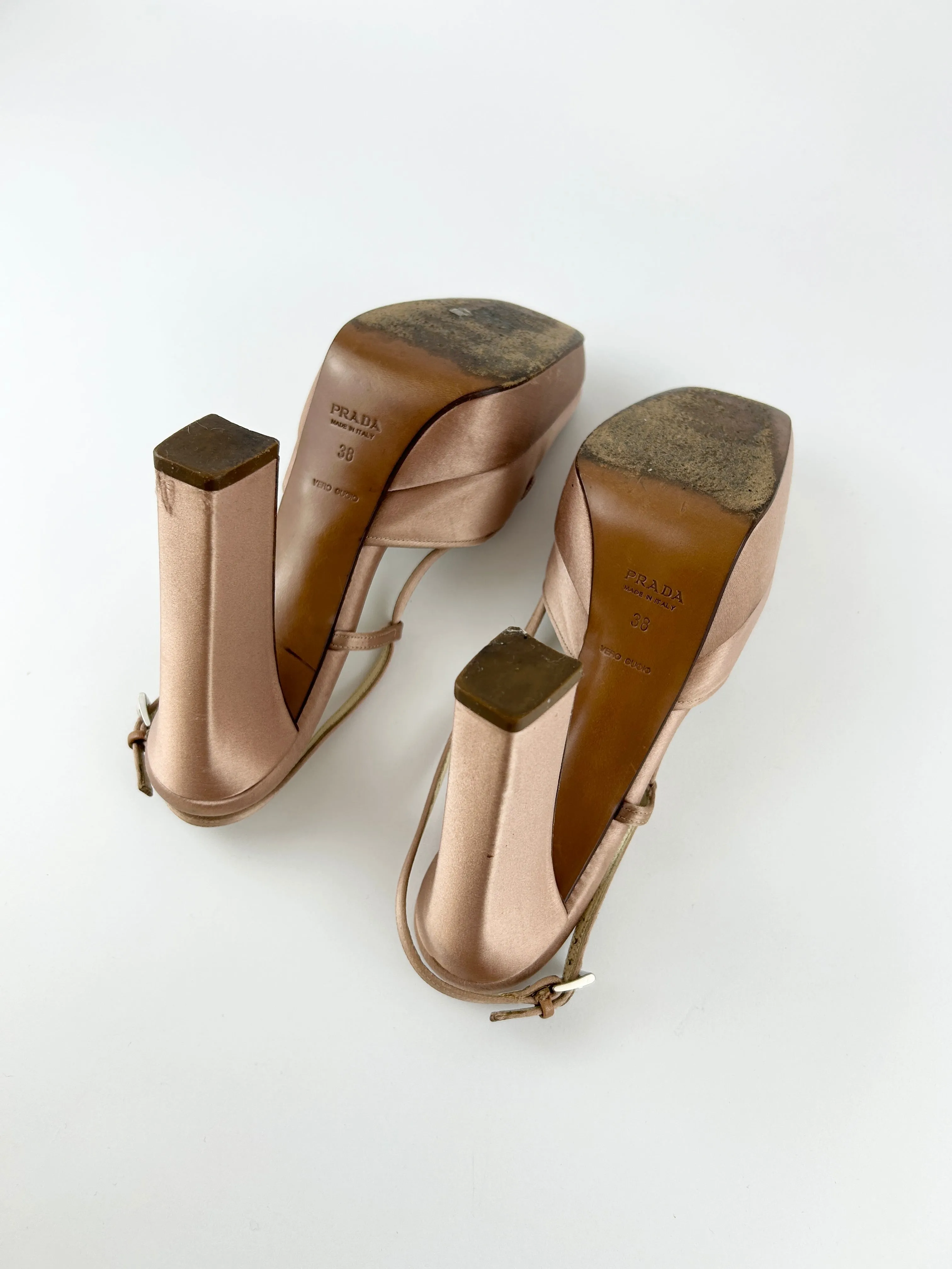 Vintage Prada Satin Slingback Ballet Platform Heels (2003)