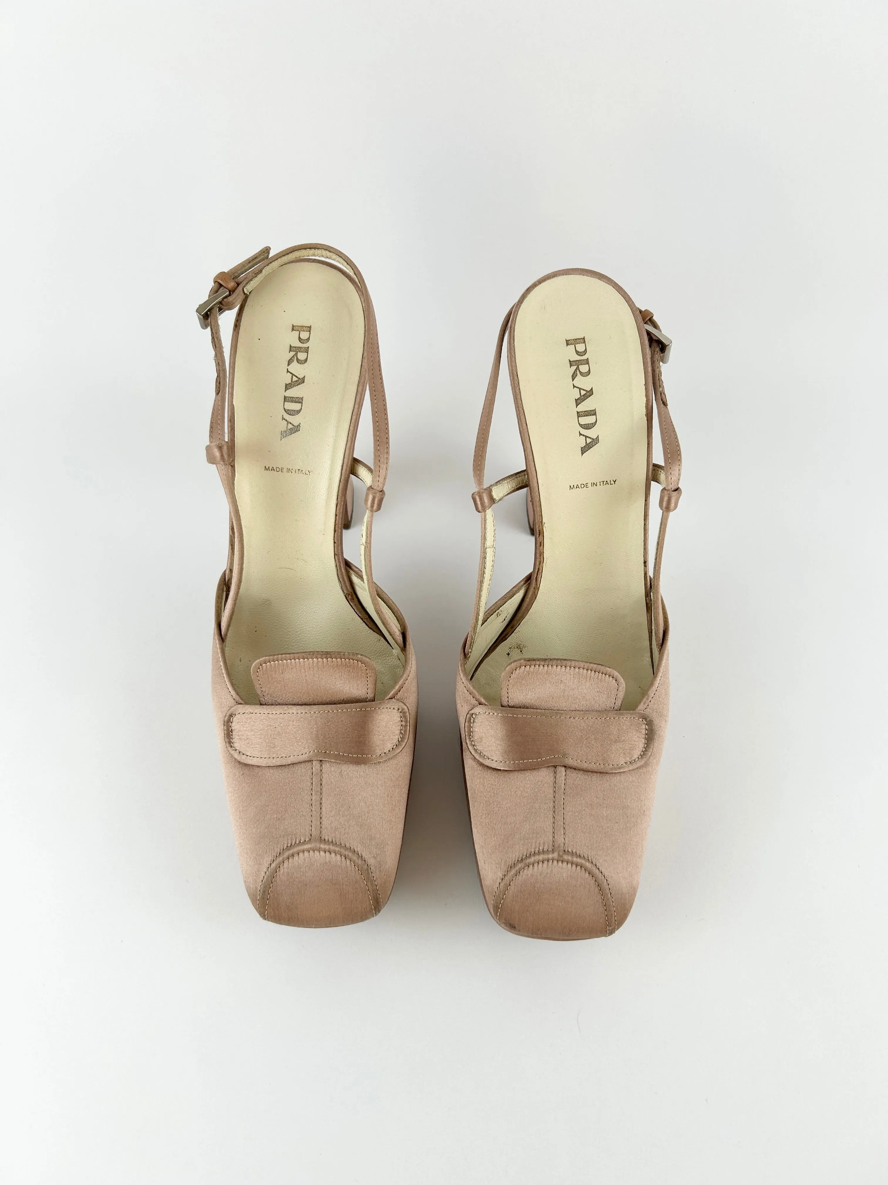 Vintage Prada Satin Slingback Ballet Platform Heels (2003)