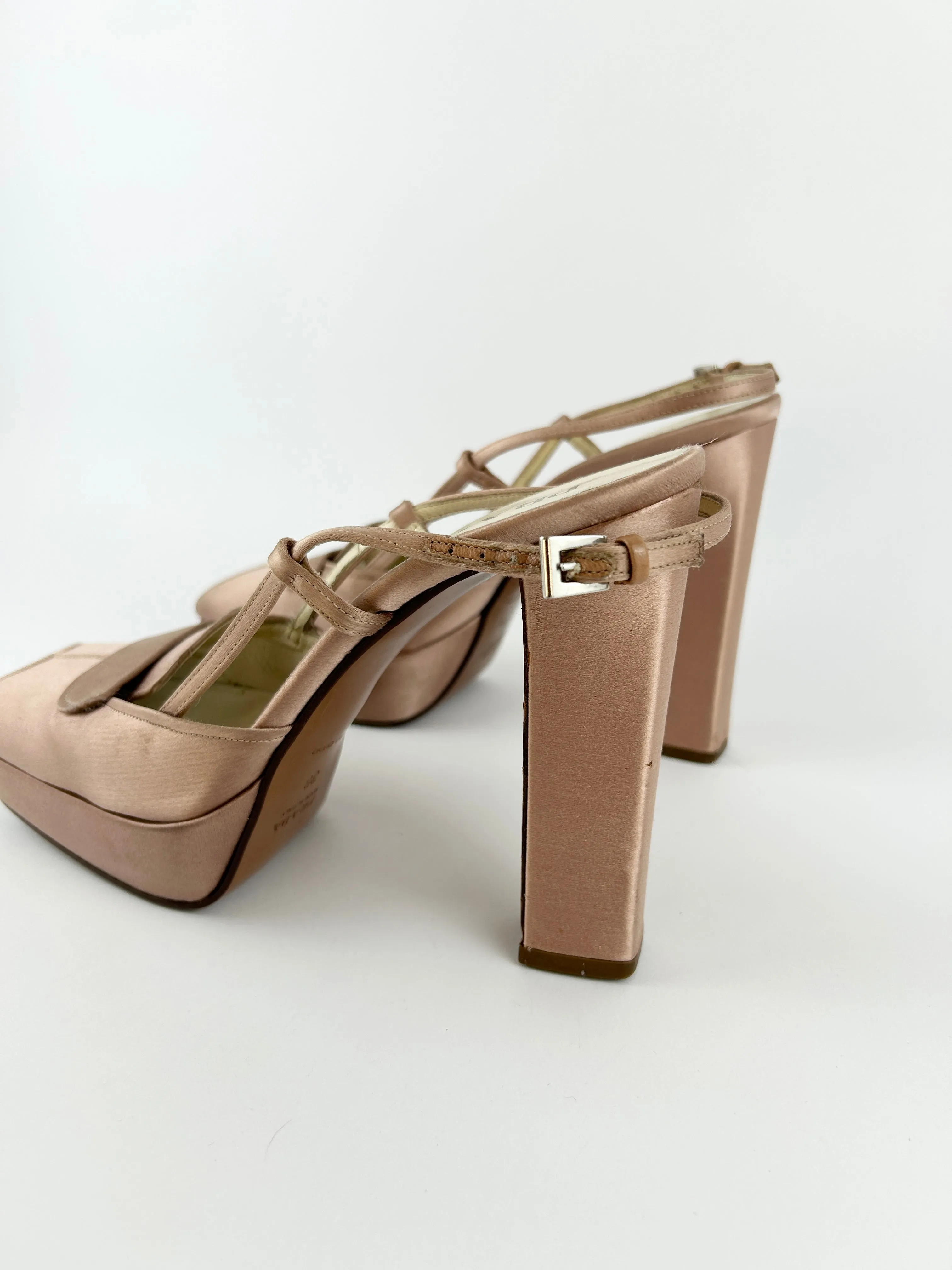 Vintage Prada Satin Slingback Ballet Platform Heels (2003)