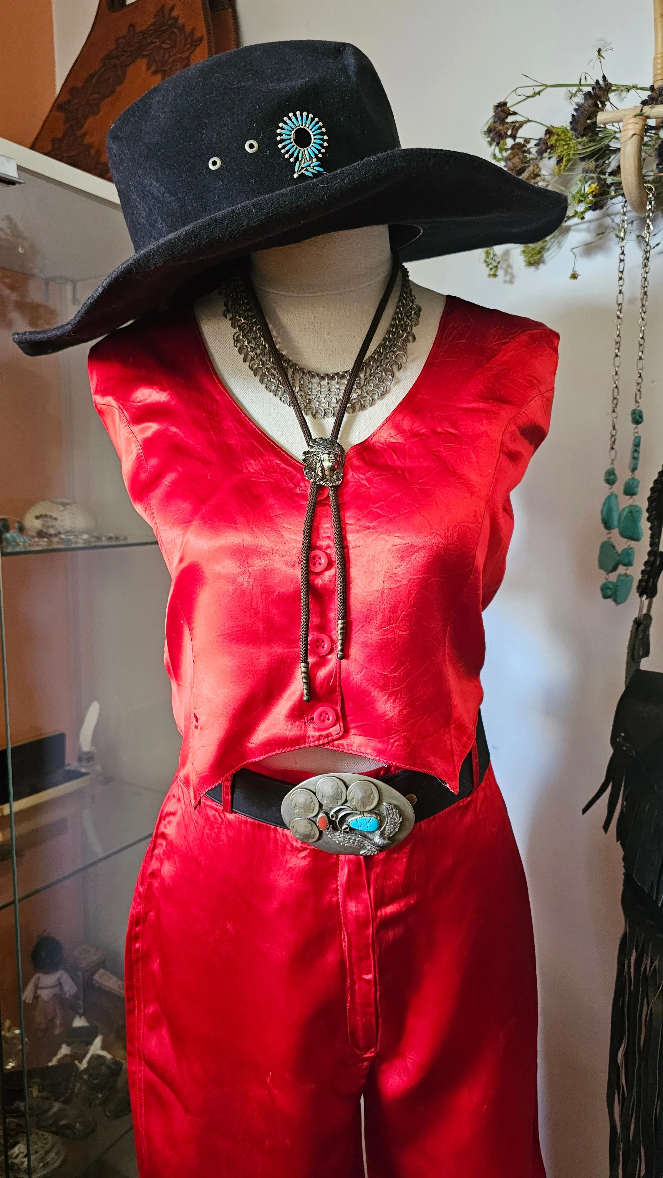 Vintage Red Satin Two-Piece Set – Bold Elegance s