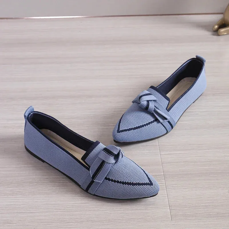 VougeVamp Women's Pointed Toe Ballet Flats – Elegant Slip-On Loafers with Butterfly Detail for Casual & Luxury Wear