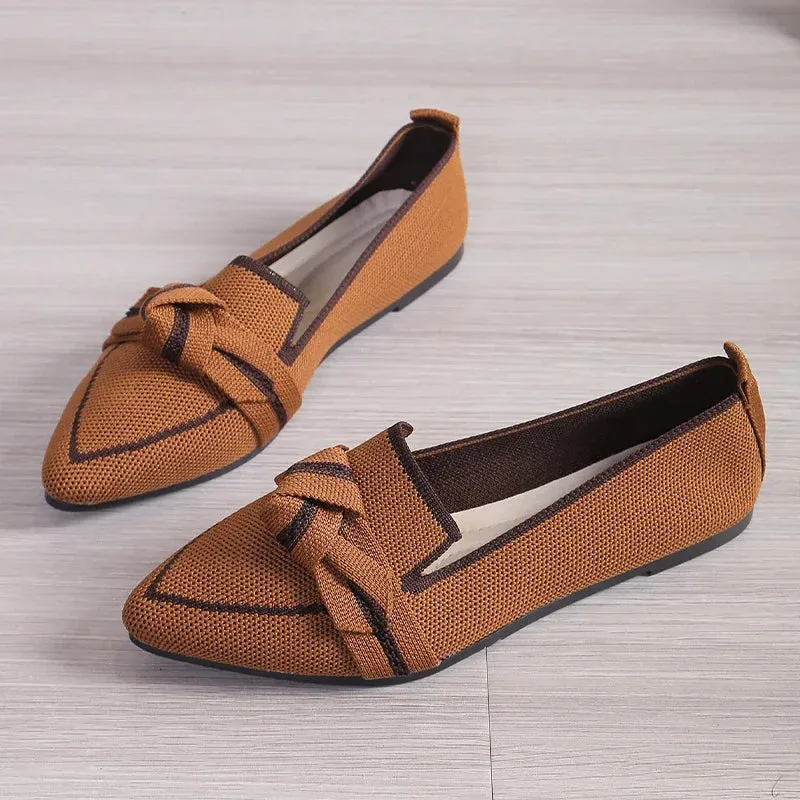 VougeVamp Women's Pointed Toe Ballet Flats – Elegant Slip-On Loafers with Butterfly Detail for Casual & Luxury Wear