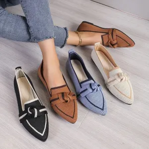 VougeVamp Women's Pointed Toe Ballet Flats – Elegant Slip-On Loafers with Butterfly Detail for Casual & Luxury Wear