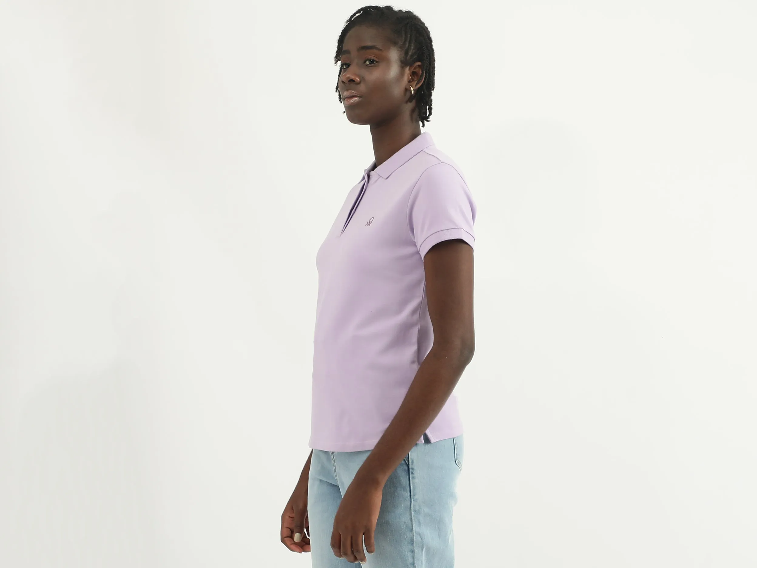 Women Solid Polo Collar T-shirt