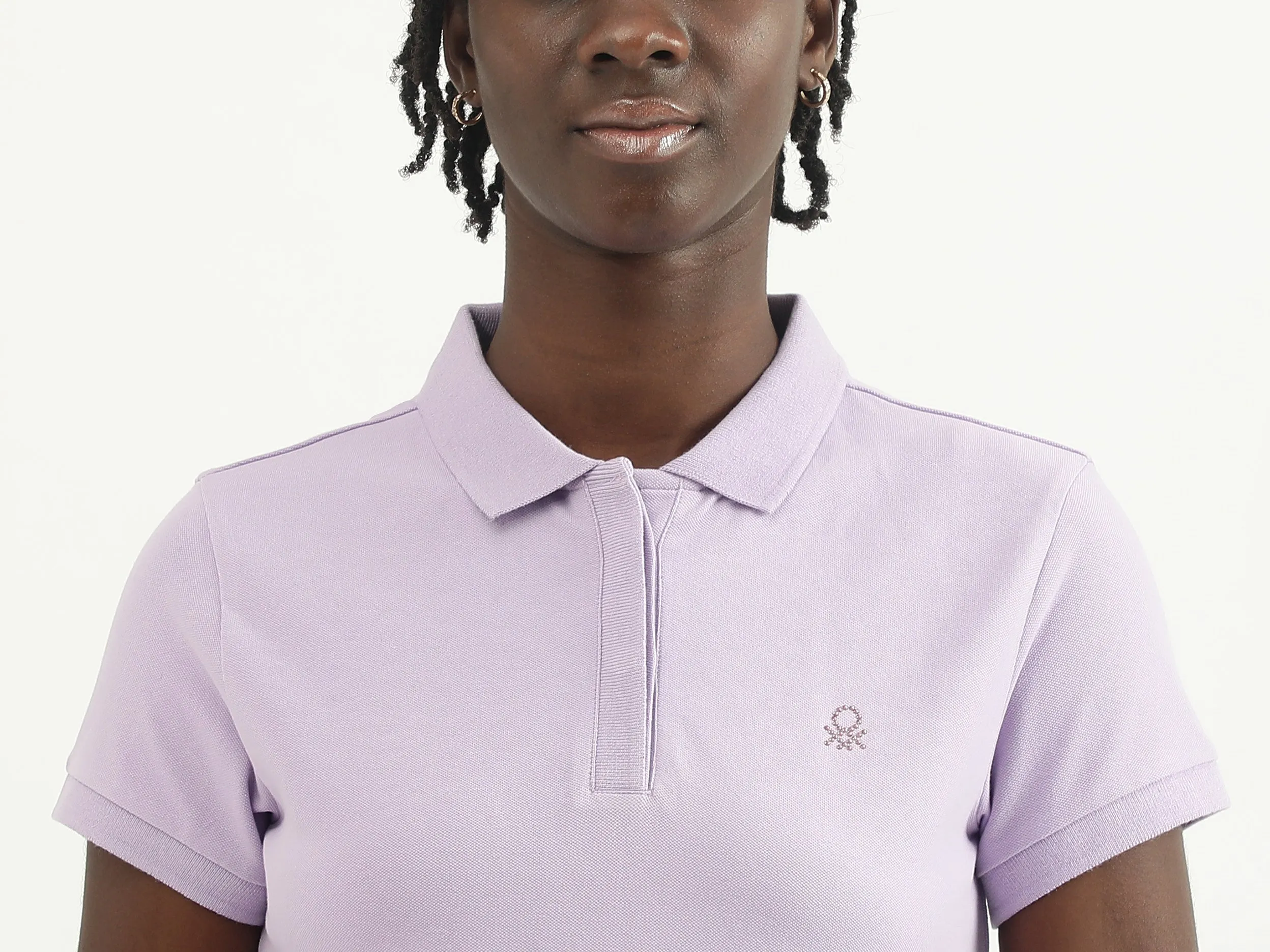 Women Solid Polo Collar T-shirt