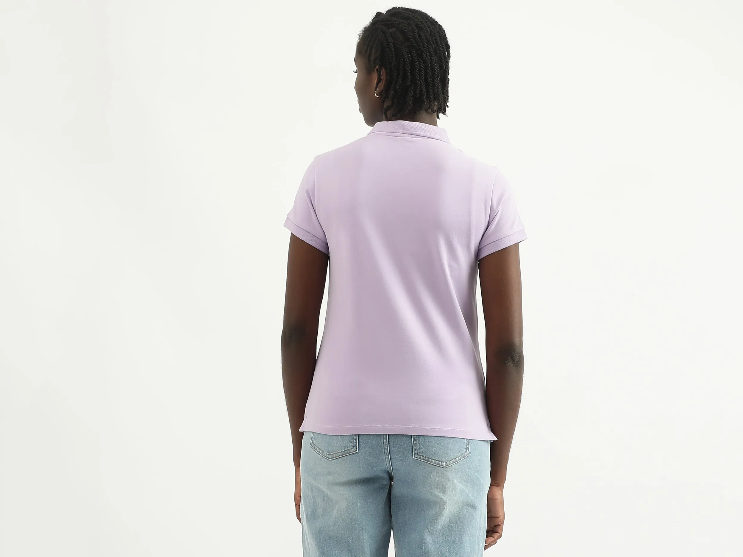 Women Solid Polo Collar T-shirt