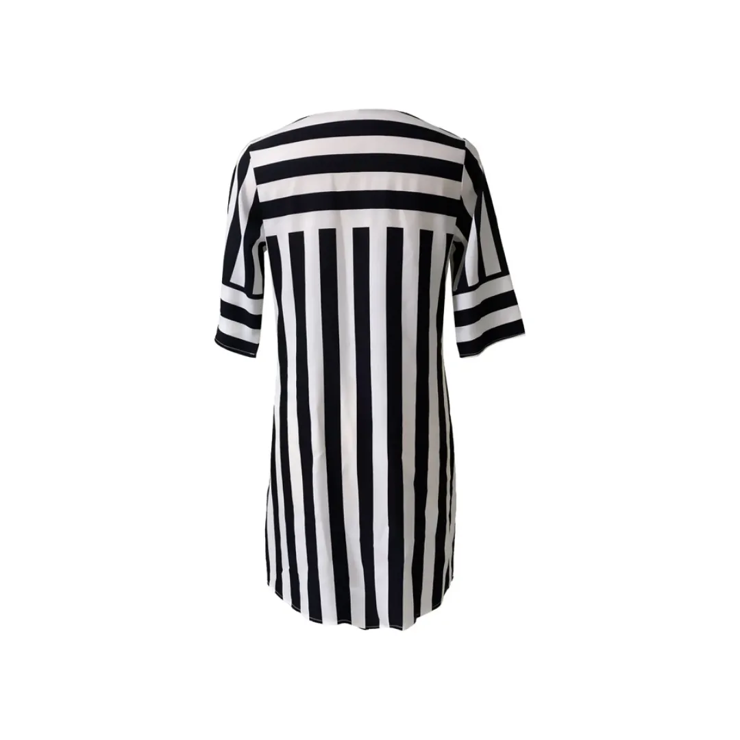 Women's Casual White And Black Dress | Midi