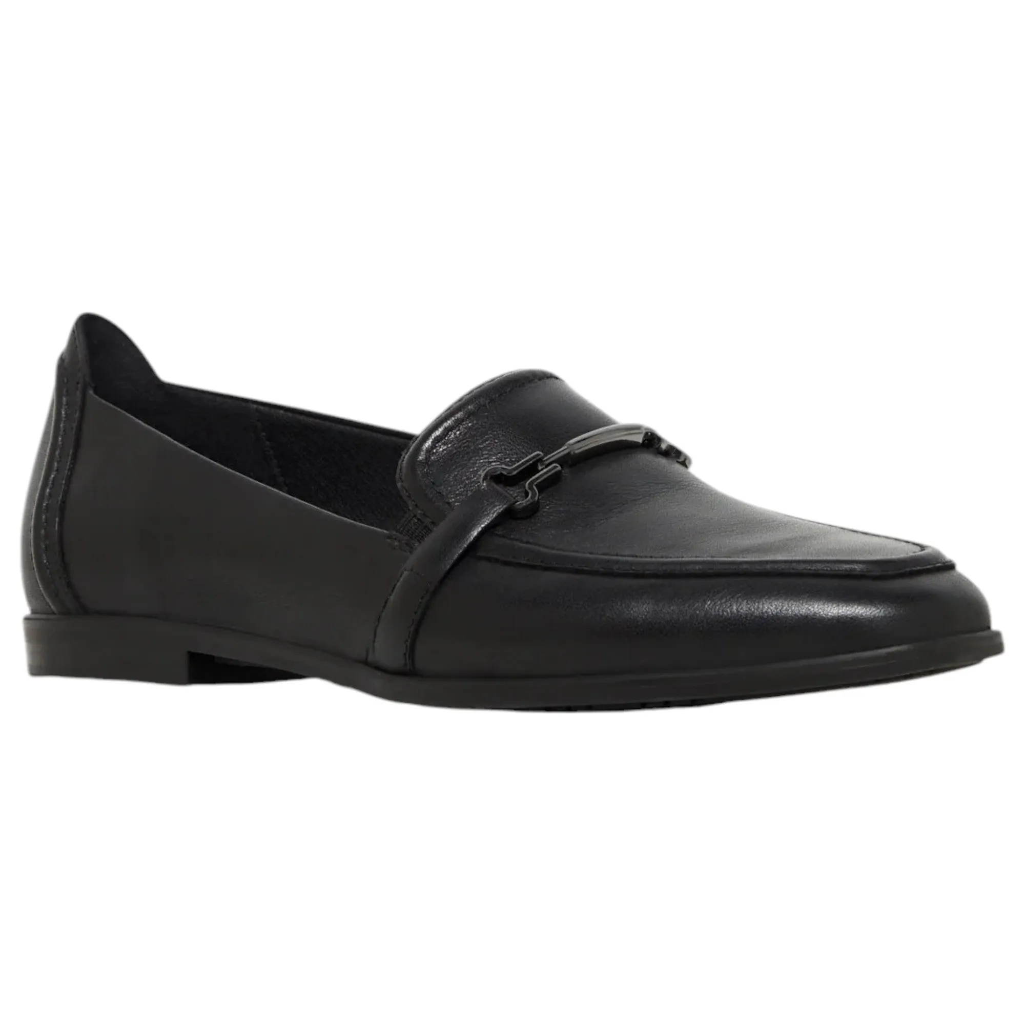 Womens Hush Puppies Zippo Black Ladies Flat Slip On Formal  Shoes