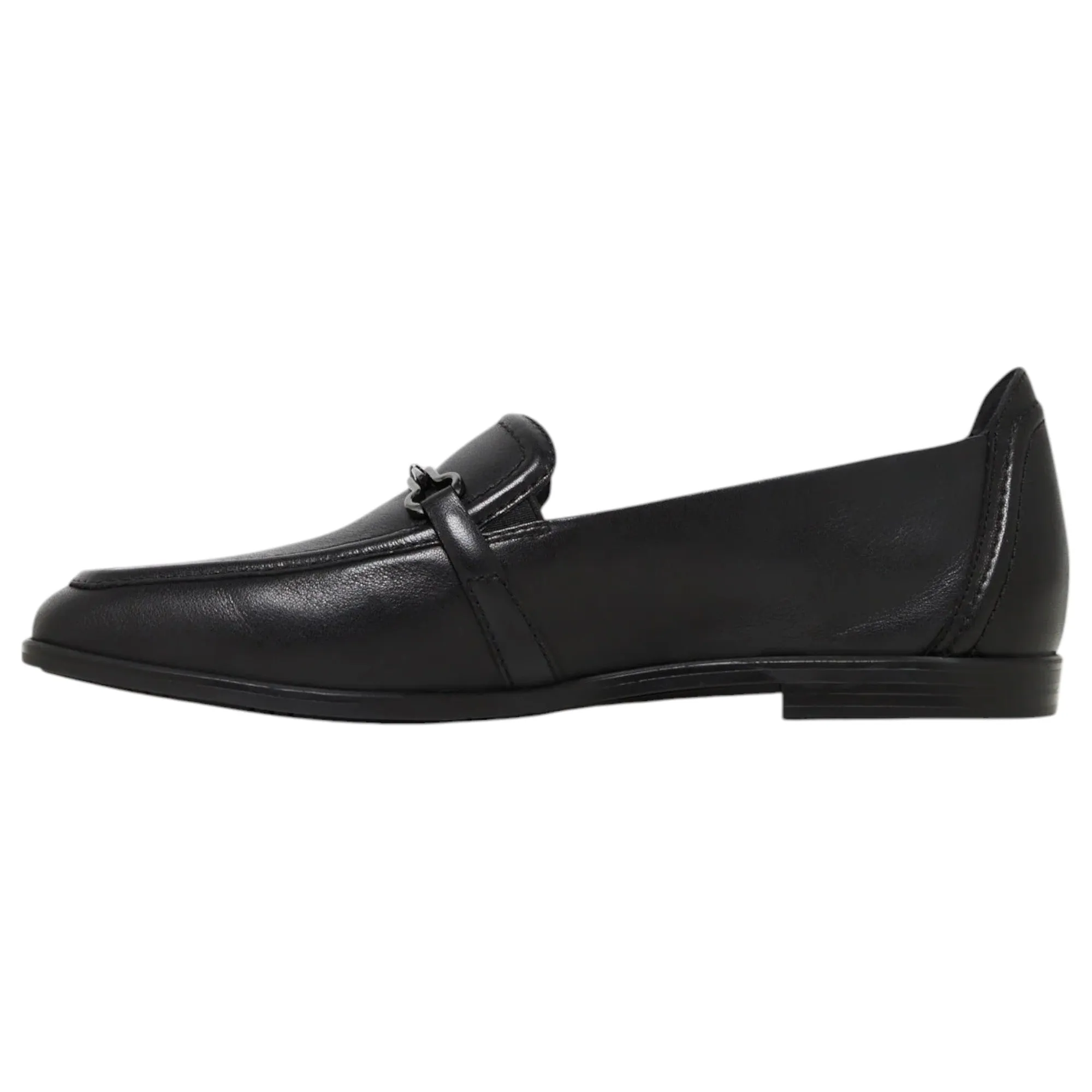 Womens Hush Puppies Zippo Black Ladies Flat Slip On Formal  Shoes