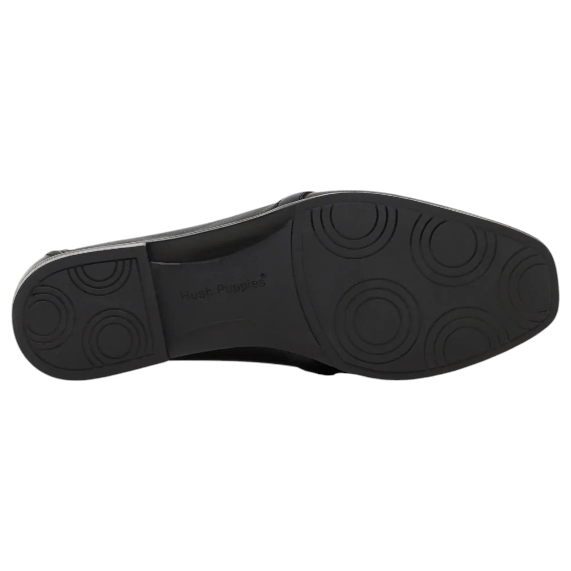 Womens Hush Puppies Zippo Black Ladies Flat Slip On Formal  Shoes