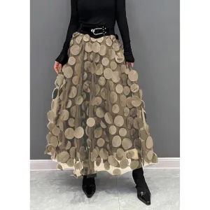 Women's Vintage Retro Dotted Maxi Skirt | Hight Waisted