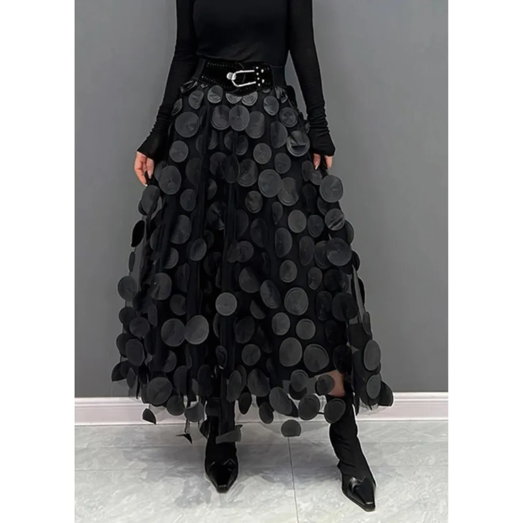 Women's Vintage Retro Dotted Maxi Skirt | Hight Waisted