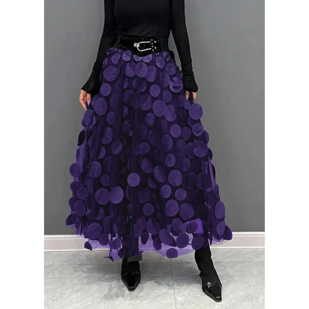 Women's Vintage Retro Dotted Maxi Skirt | Hight Waisted