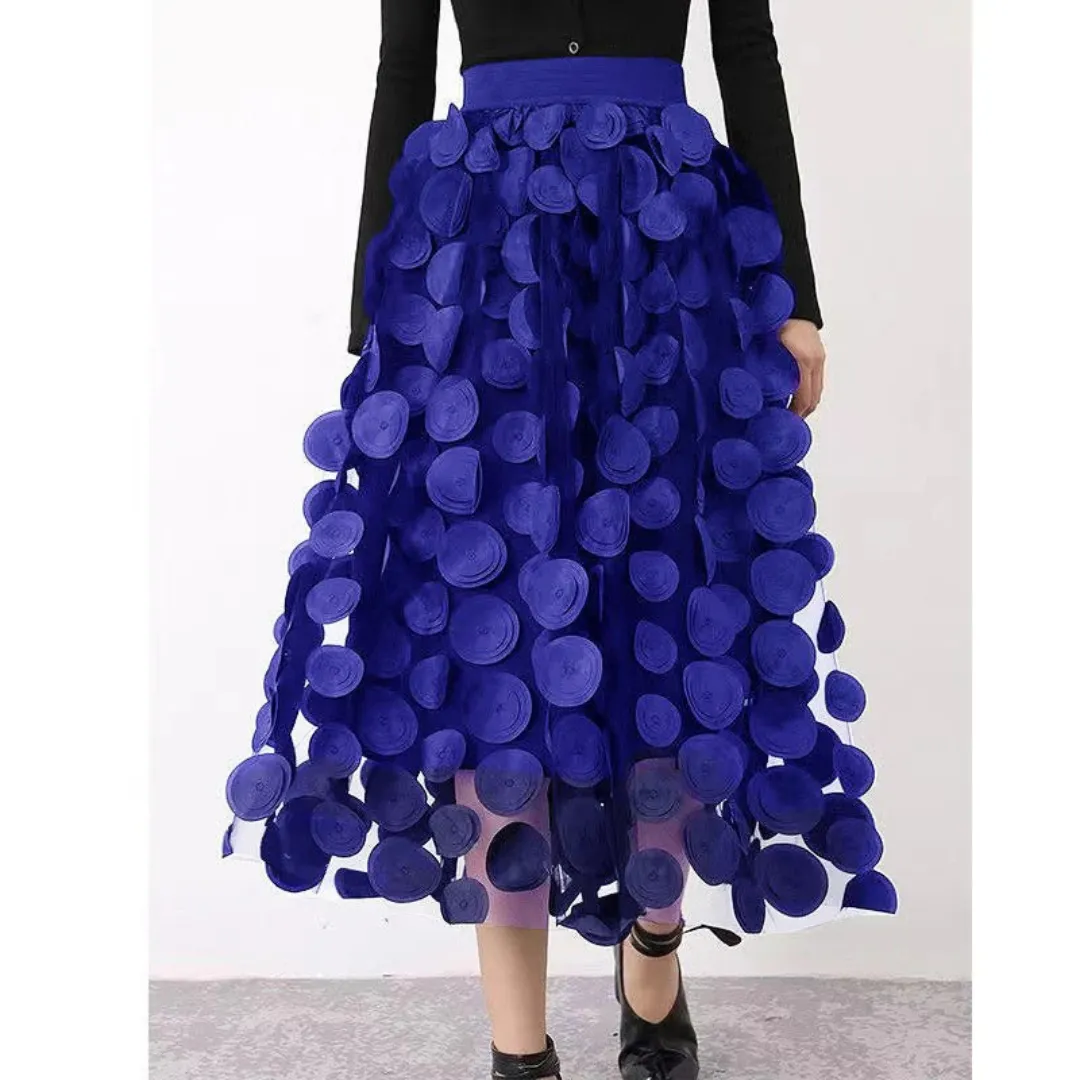 Women's Vintage Retro Dotted Maxi Skirt | Hight Waisted