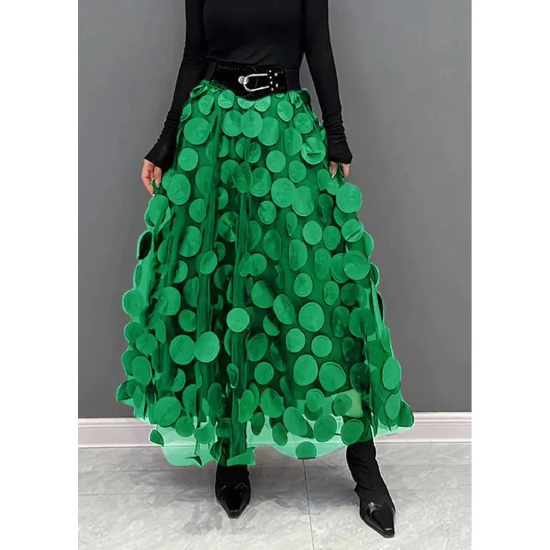 Women's Vintage Retro Dotted Maxi Skirt | Hight Waisted