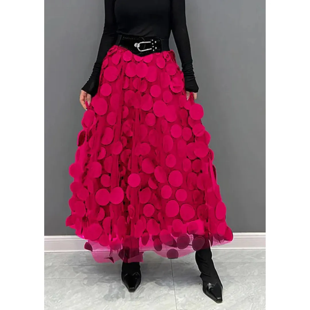 Women's Vintage Retro Dotted Maxi Skirt | Hight Waisted