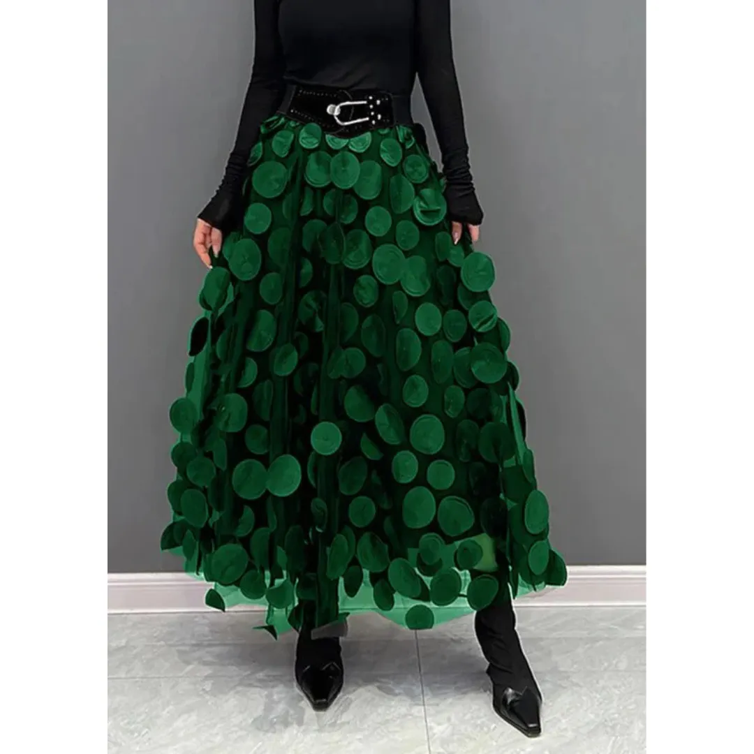 Women's Vintage Retro Dotted Maxi Skirt | Hight Waisted