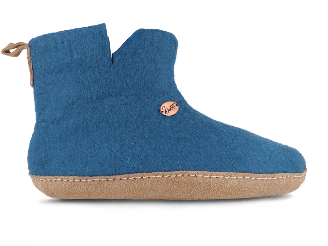 WoolFit® ankle high Felt Boots Slippers | Yeti, blue