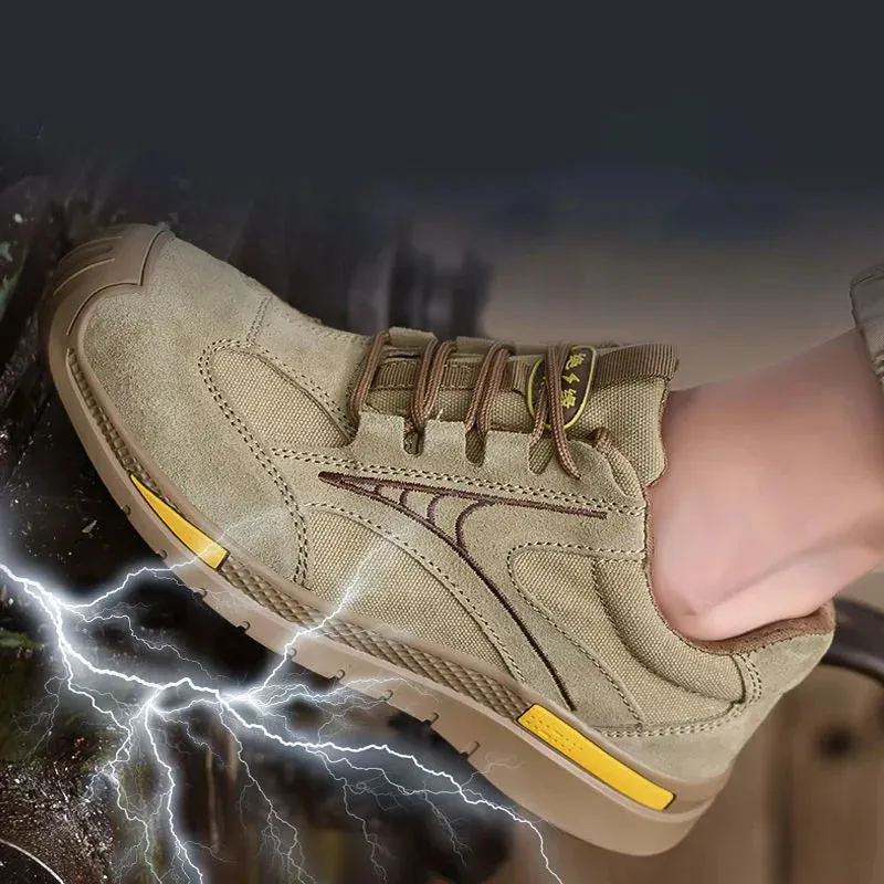 Work Safety Cowhide Shoes 6kv Insulated Shoes Anti-smash Anti-puncture Safety Shoes Rubber Sole Breathable Welding Shoes Casual Sneakers