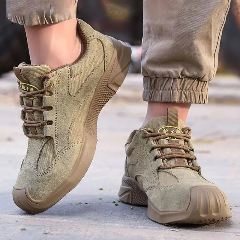 Work Safety Cowhide Shoes 6kv Insulated Shoes Anti-smash Anti-puncture Safety Shoes Rubber Sole Breathable Welding Shoes Casual Sneakers