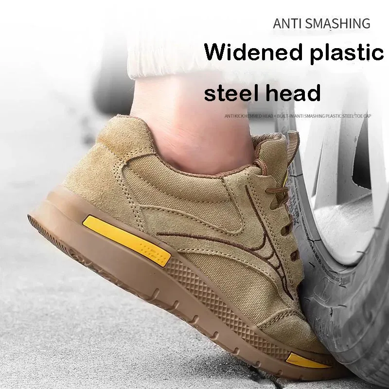 Work Safety Cowhide Shoes 6kv Insulated Shoes Anti-smash Anti-puncture Safety Shoes Rubber Sole Breathable Welding Shoes Casual Sneakers