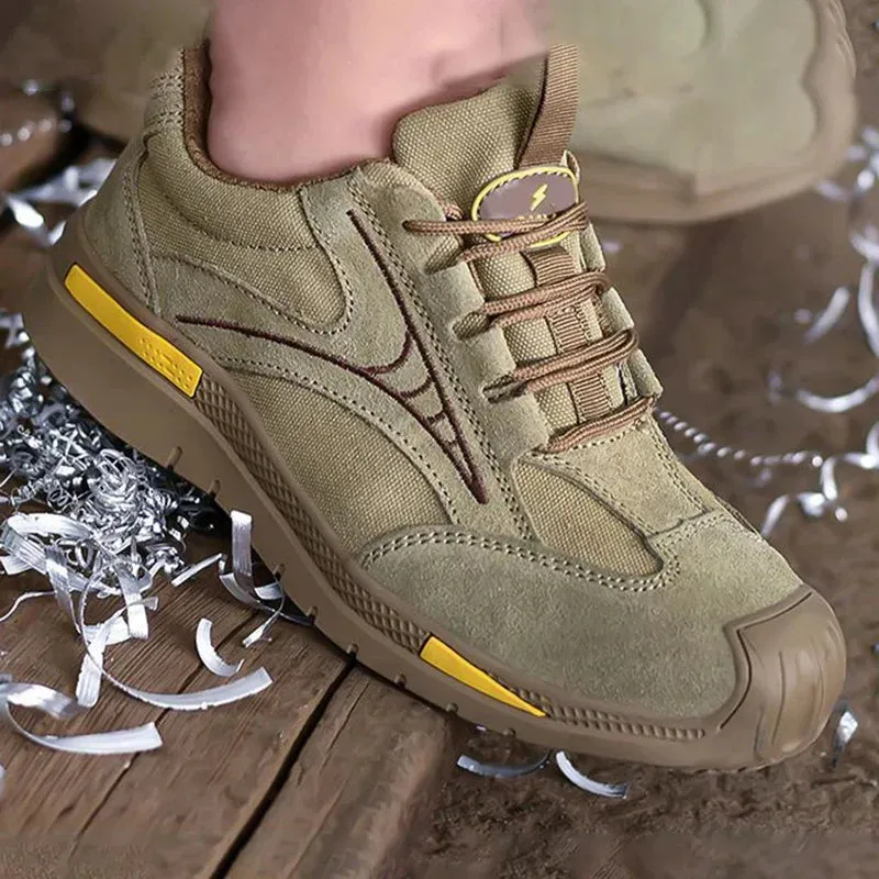 Work Safety Cowhide Shoes 6kv Insulated Shoes Anti-smash Anti-puncture Safety Shoes Rubber Sole Breathable Welding Shoes Casual Sneakers