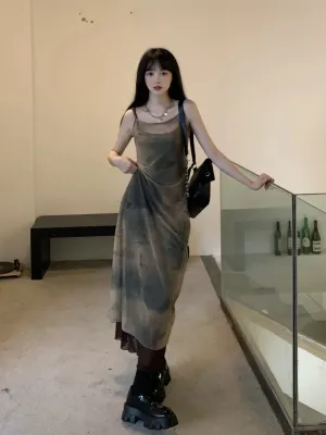 Y2K Vintage Mesh Midi Dress